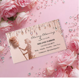 Tarjeta De Visita Rose Gold Glitter Classy Cleaning Services