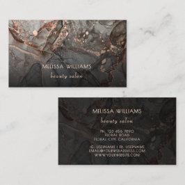 Tarjeta De Visita Rose Gold Gray Ink Marble 