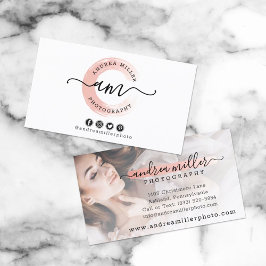 Tarjeta De Visita Rose Gold Minimalist Paint Swash Custom Logo Photo
