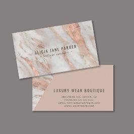 Tarjeta De Visita Rose gold veined marble stone boutique manager