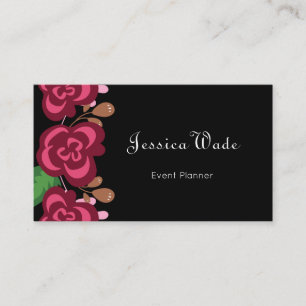 Tarjeta De Visita Roses rojas florales personalizadas modernas y neg