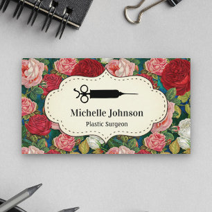 Tarjeta De Visita Roses Rojas Médico de jeringas ventilares Cirujano