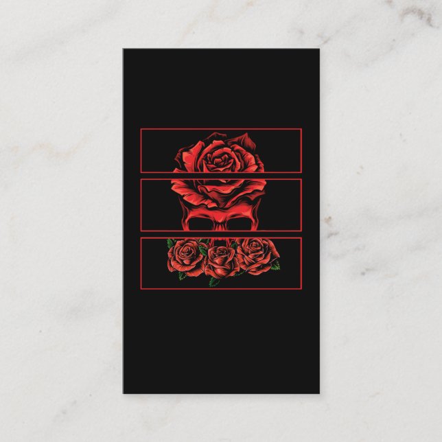 Tarjeta De Visita Roses Rojos Cráneo gótico Flores de Gótico Wicca (Anverso)