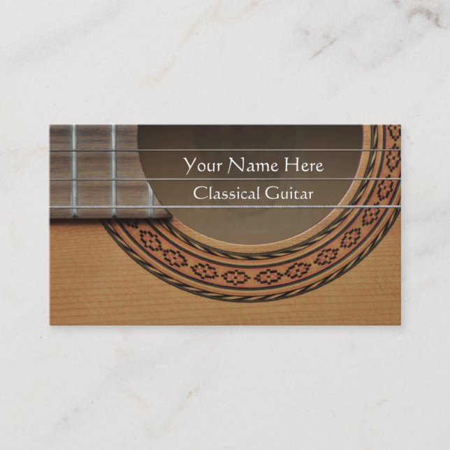 Tarjeta De Visita Rosetón adornado de una guitarra clásica (Anverso)