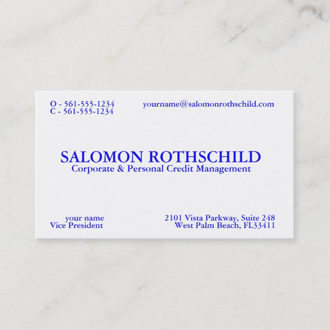 TARJETA DE VISITA ROTHSCHILD DE SALOMON (Anverso)