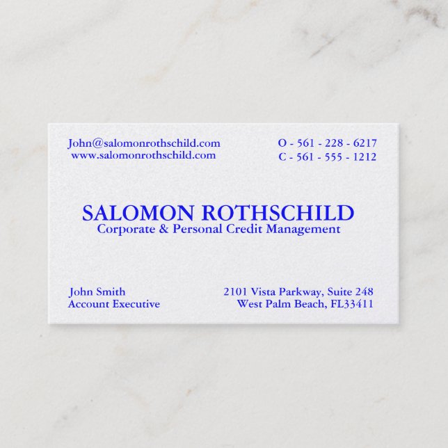 TARJETA DE VISITA ROTHSCHILD DE SALOMON (Anverso)