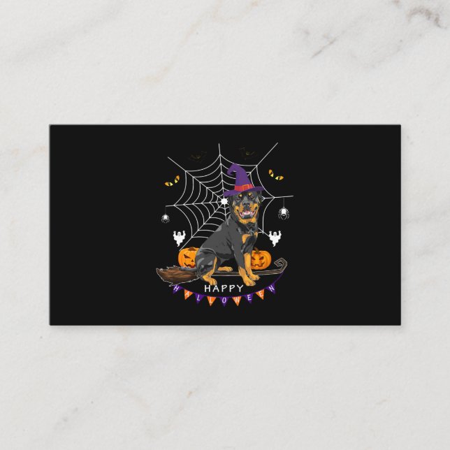 Tarjeta De Visita Rottweiler Calabaza de Brujas Halloween Halloween  (Anverso)