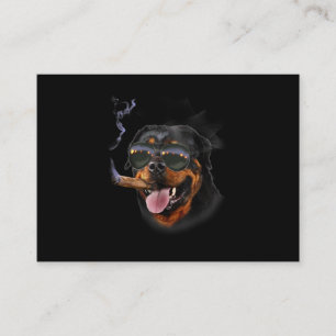 Tarjeta De Visita Rottweiler Con Aviador De Vidrio De Cigar