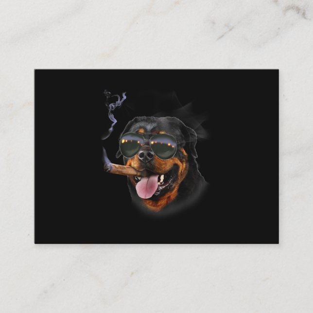 Tarjeta De Visita Rottweiler Con Aviador De Vidrio De Cigar (Anverso)