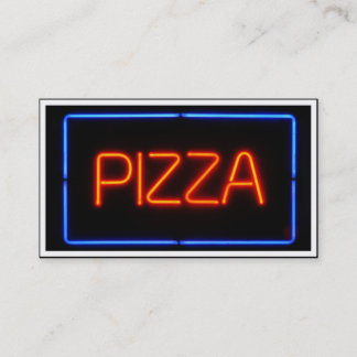 Tarjeta De Visita Rótulo azul y neón rojo PIZZA