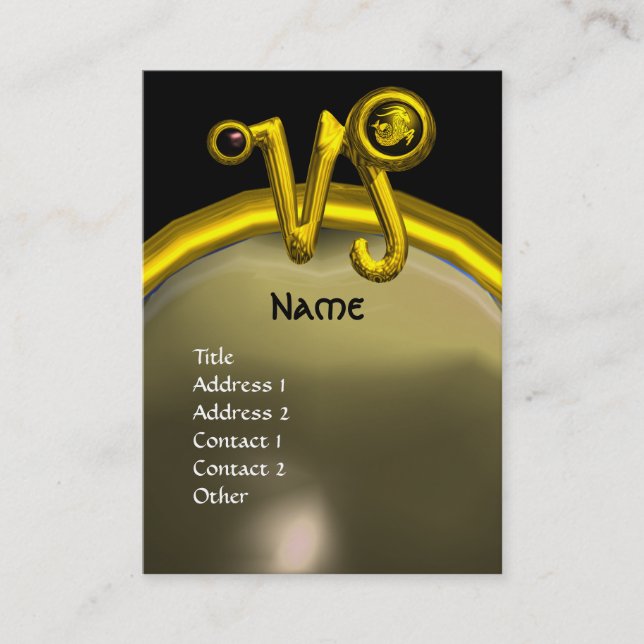 TARJETA DE VISITA RÓTULO CAPRICORN ZODIAC JEWEL MONOGRAM (Anverso)