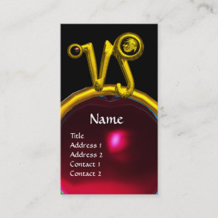 Tarjeta De Visita RÓTULO CAPRICORN ZODIAC JEWEL MONOGRAM, rubí rojo