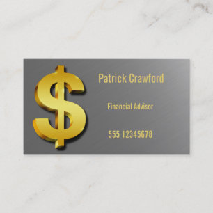 Tarjeta De Visita Rótulo chispeante del dólar de oro financiero de