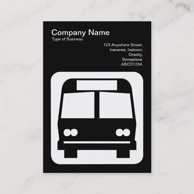 Tarjeta De Visita Rótulo de bus - Blanco sobre negro (Anverso)