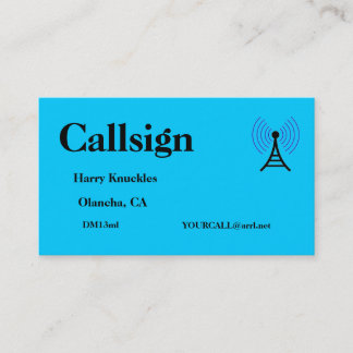 Tarjeta De Visita Rótulo de llamadas de radio amateur azul brillante