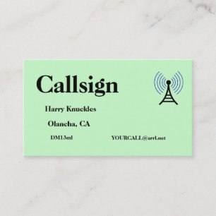Tarjeta De Visita Rótulo de llamadas de radio Amateur de color verde