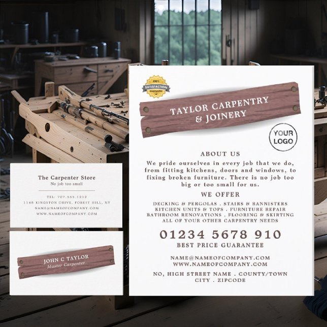 Tarjeta De Visita Rótulo de madera, carpintería, carpintero (Subido por el creador)