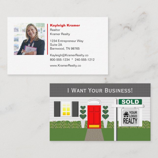 Tarjeta De Visita Rótulo de venta de la Casa Blanca de la Puerta Roj (Anverso / Reverso)