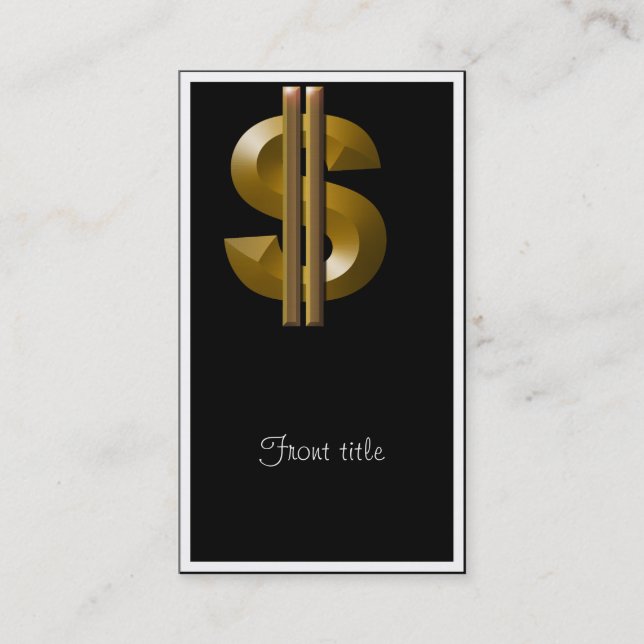 Tarjeta De Visita Rótulo del dólar dorado (Anverso)