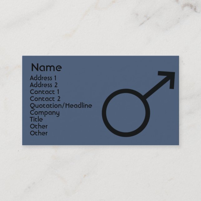 Tarjeta De Visita Rótulo masculino - negocio (Anverso)