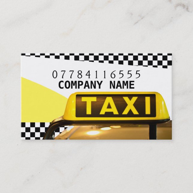 Tarjeta De Visita Rótulo Y Tiras De Taxi Amarillo (Anverso)