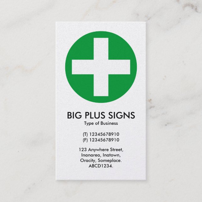 Tarjeta De Visita Rótulos Big Plus Green - Blanco (Tarjeta Platinum) (Anverso)
