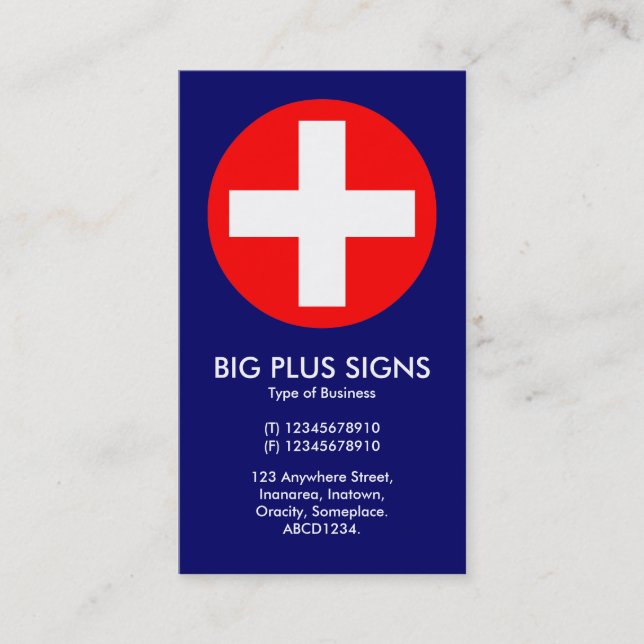 Tarjeta De Visita Rótulos Big Plus Rojo - Azul oscuro (Anverso)