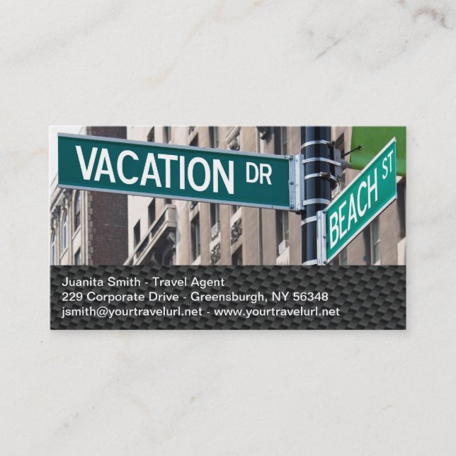 Tarjeta De Visita Rótulos de la calle veraniega Vacation Beach (Anverso)