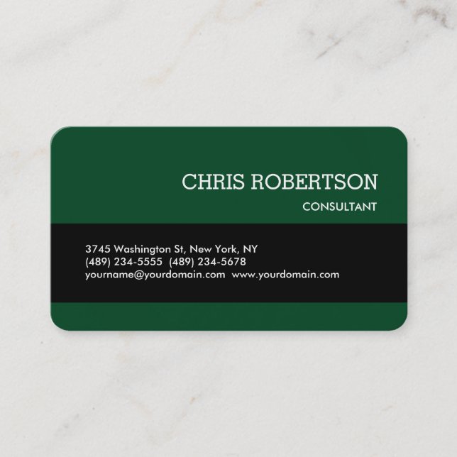 Tarjeta De Visita RoundCorner Black Forest Green Business Card (Anverso)