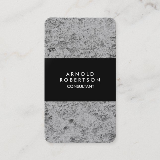 Tarjeta De Visita RoundCorner Gris Negro Elegante Único (Anverso)