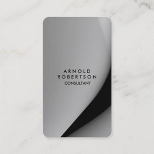 Tarjeta De Visita RoundCorner Gris Negro Elegante Único