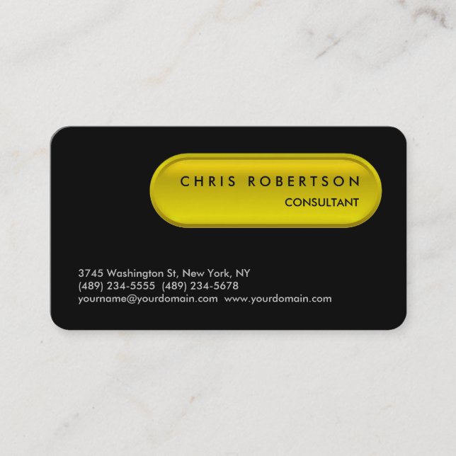 Tarjeta De Visita RoundCorner Pattern Black Yellow Business Card (Anverso)