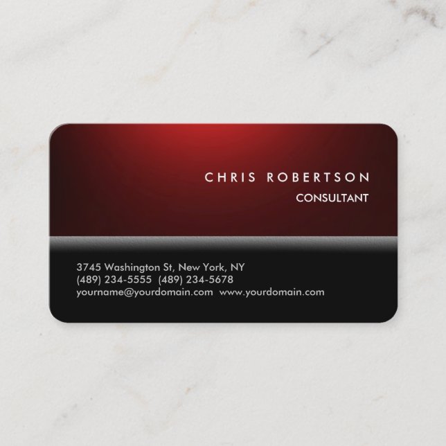 Tarjeta De Visita RoundCorner Red Black Trendy Business Card (Anverso)