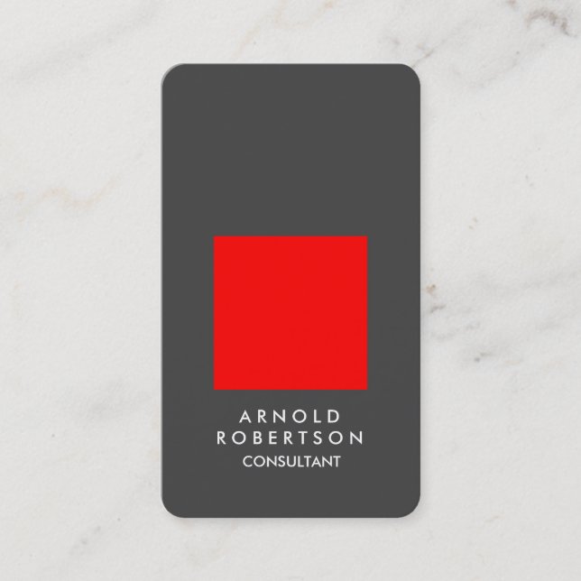 Tarjeta De Visita RoundCorner Red Gray Elegant (Anverso)