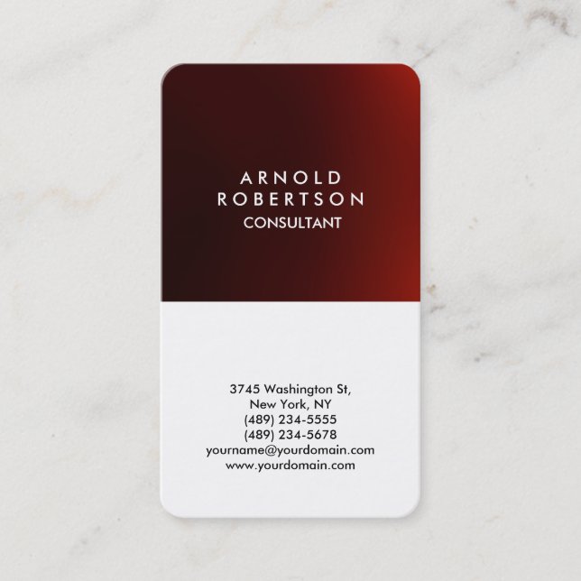 Tarjeta De Visita RoundCorner rojo blanco elegante (Anverso)