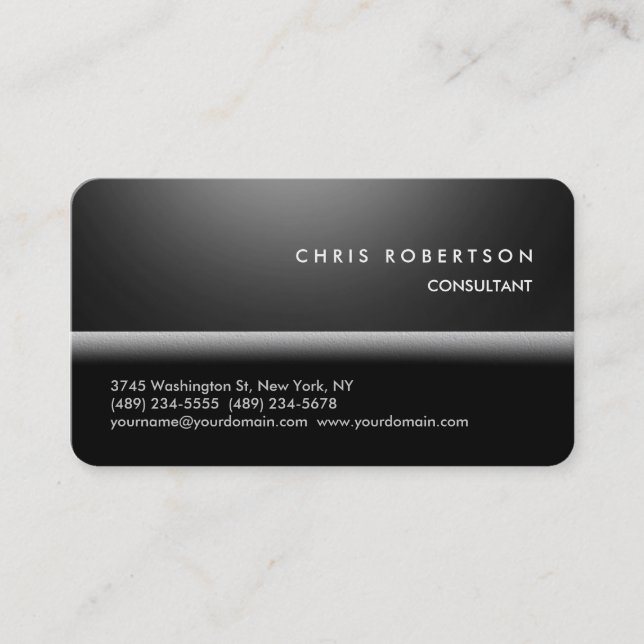 Tarjeta De Visita Roundner Gray Black Trendy Business Card (Anverso)