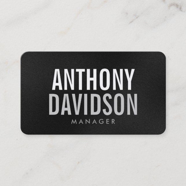 Tarjeta De Visita Roundner Gray Bold Text Business Card (Anverso)