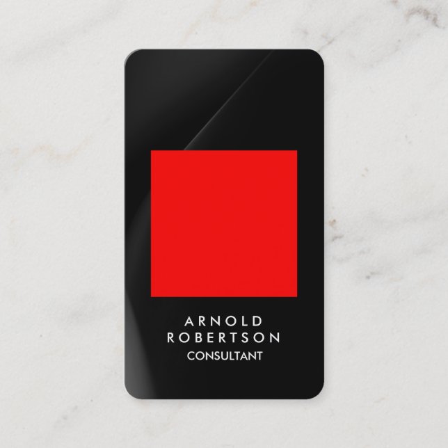 Tarjeta De Visita Roundner Rojo Gris Negro Elegante (Anverso)