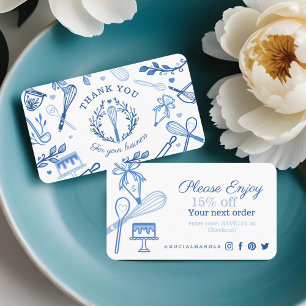 Tarjeta De Visita Royal Blue Baking & Cooking Utensil Gracias