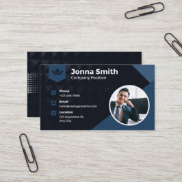 Tarjeta De Visita Royal blue, Black Modern Corporate Card