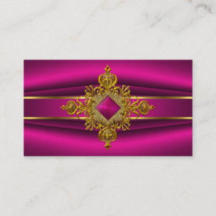 Tarjeta De Visita Royal Deep Pink Elegant Gold Rich Ornate Jewel