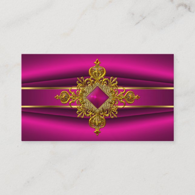 Tarjeta De Visita Royal Deep Pink Elegant Gold Rich Ornate Jewel (Anverso)