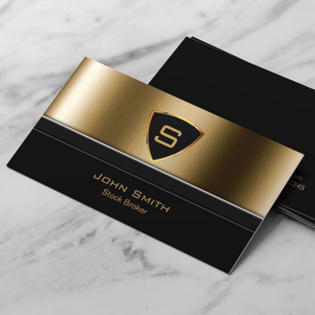 Tarjeta De Visita Royal Gold Shield Stock Broker Professional (Subido por el creador)