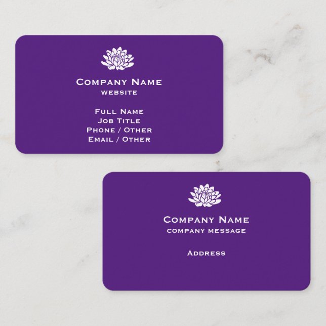Tarjeta de visita Royal Purple personalizable (Anverso / Reverso)