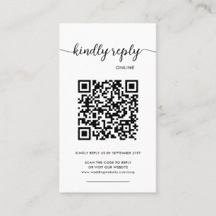 Tarjeta De Visita RSVP de código QR en línea de foto elegante modern