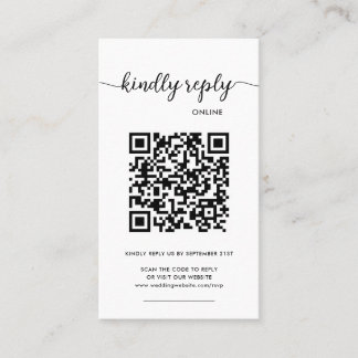Tarjeta De Visita RSVP de código QR en línea de foto elegante modern