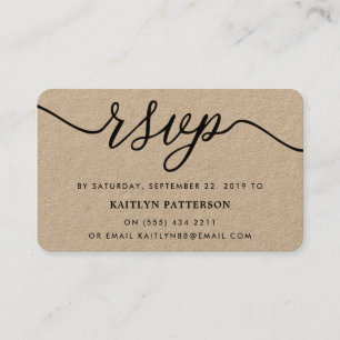 Tarjeta De Visita RSVP de guión simple de Kraft ruso