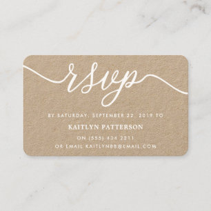 Tarjeta De Visita RSVP de guión simple de Kraft ruso