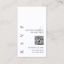 RSVP moderna en blanco y negro con código QR