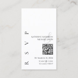Tarjeta De Visita RSVP moderna en blanco y negro con código QR
